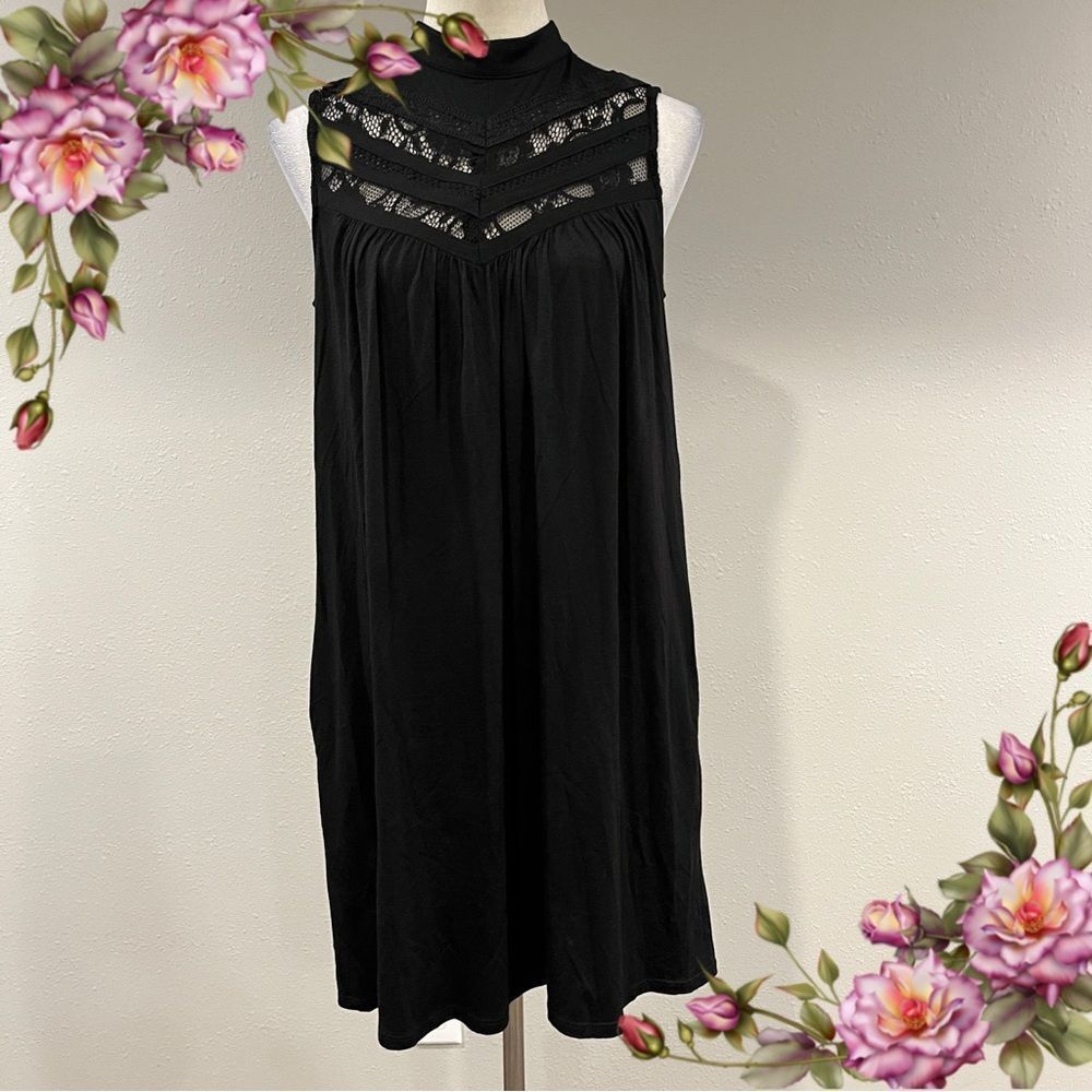 Apt.9 Elegant Black‎ high neck Sleeveless loose fit mini Dress size small